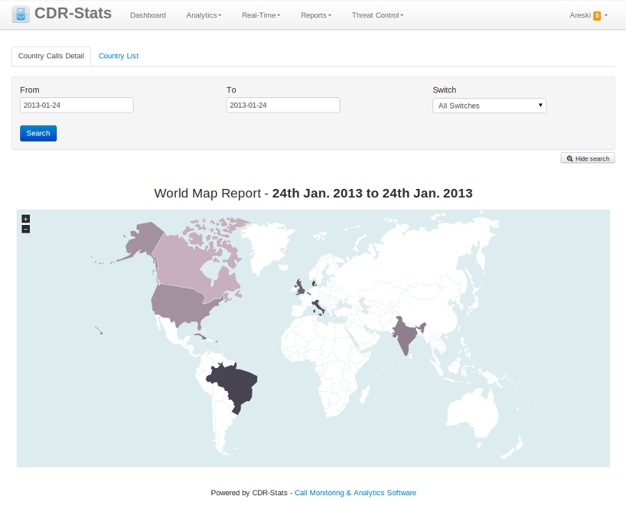 World-Map Call Reporting